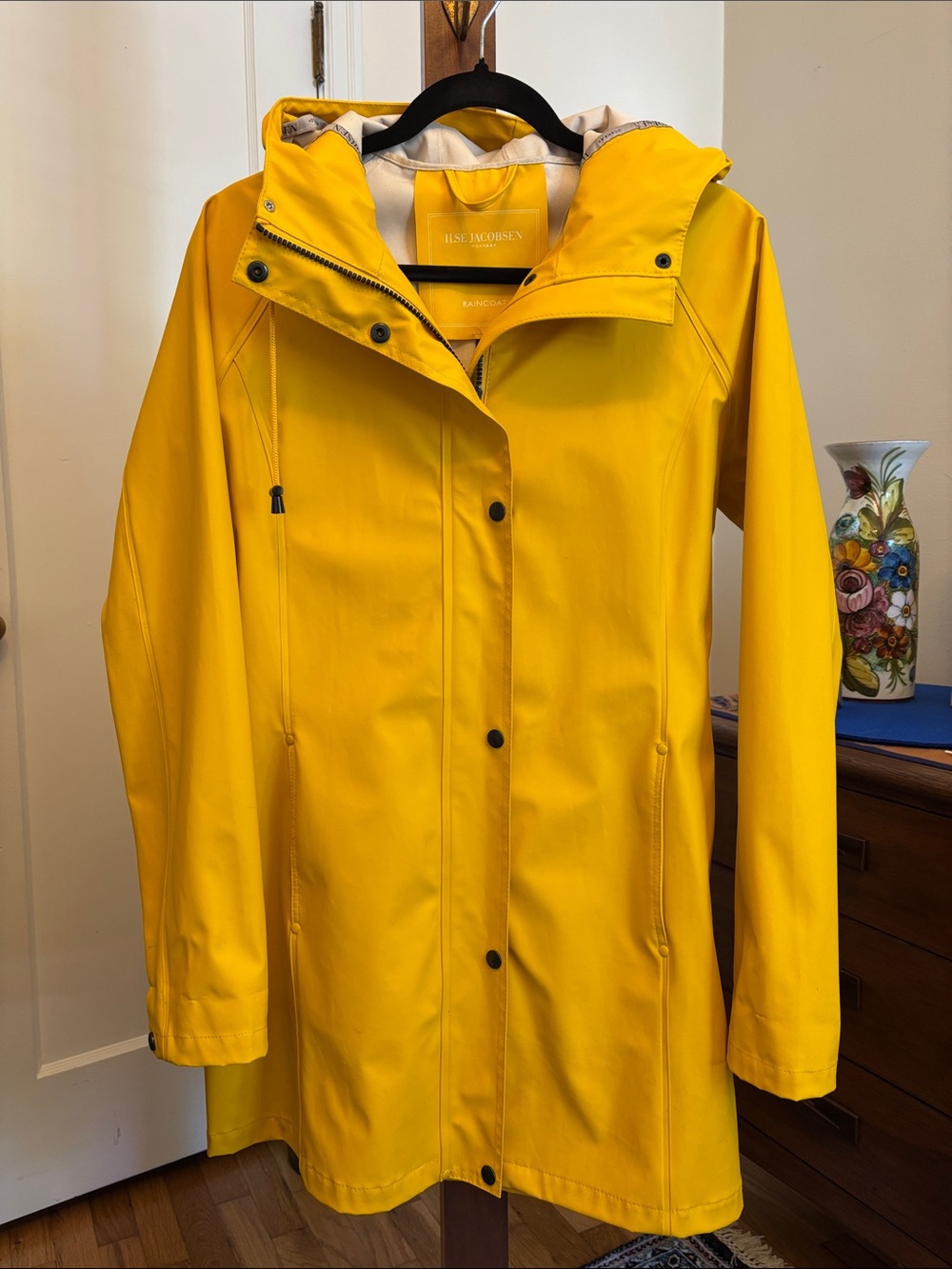 Ilse Jacobsen Bright Yellow Hooded Trench Raincoat